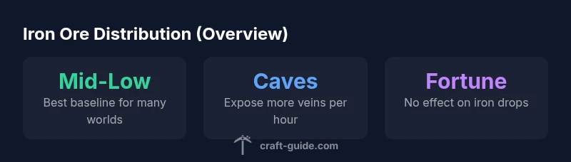 Infographic showing iron ore distribution by level in Minecraft