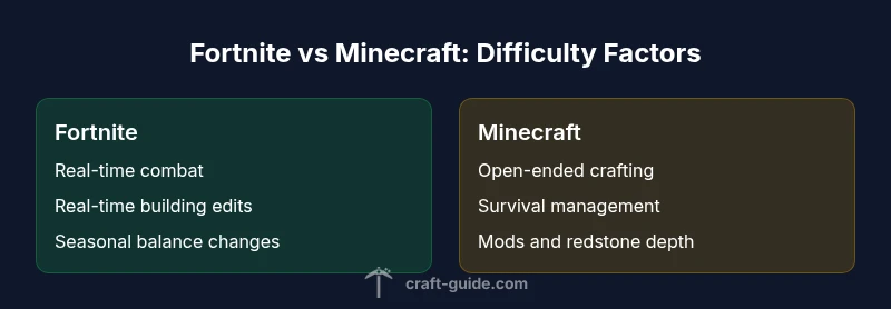Infographic comparing Fortnite and Minecraft difficulty factors