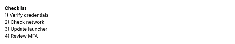 Checklist for fixing Minecraft login issues