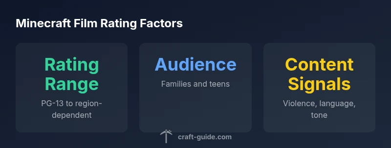 Infographic showing factors for Minecraft film rating