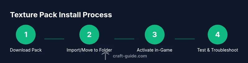 Process diagram showing the texture pack install steps in Minecraft