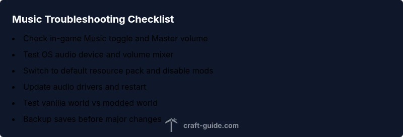 Checklist for fixing Minecraft music playback issues