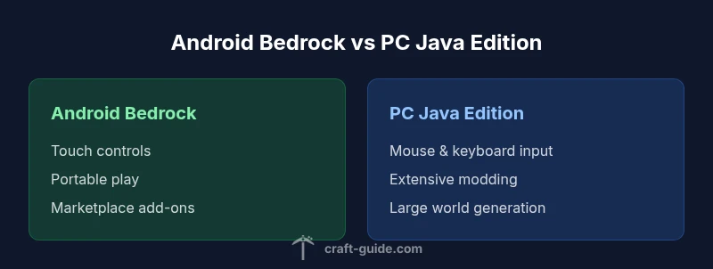 Infographic comparing Android Bedrock and PC Java Edition in Minecraft