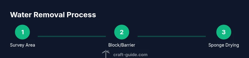 Infographic showing a 3-step water removal process in Minecraft